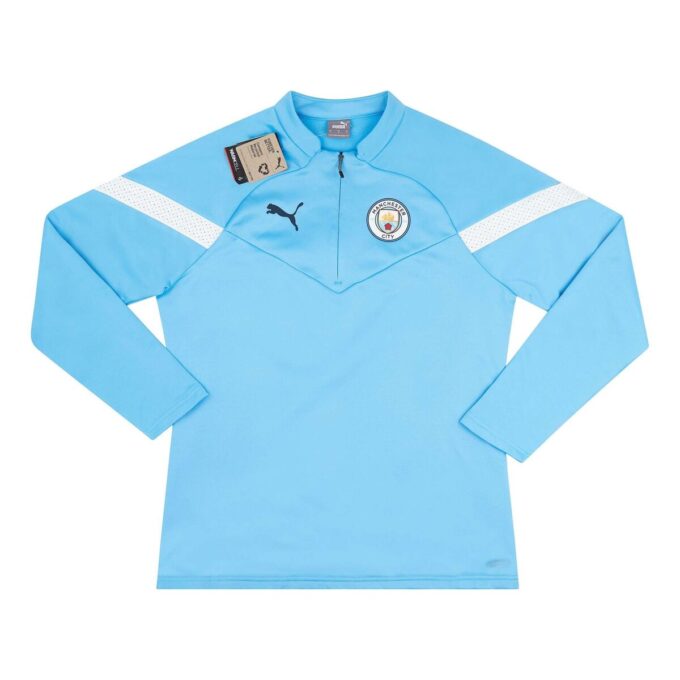 2022-23 Manchester City Puma treningsfleece med 1/4 glidelås «Himmelblå»