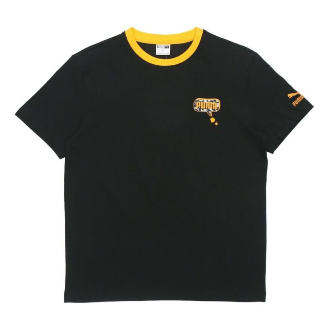 Awareness Logo Brodert Trykk Sport Løs Rund Hals Kortermet Svart
