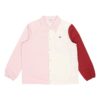 Brodert liten etikett i kontrastfarger, vevd sportslogojakke i rosa