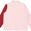 Brodert liten etikett i kontrastfarger, vevd sportslogojakke i rosa