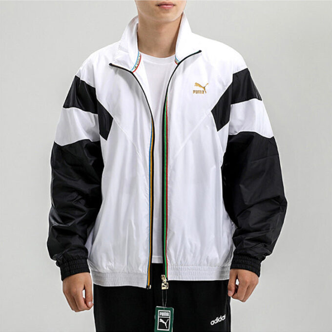 Bronzing Print Casual Sportsjakke Hvit
