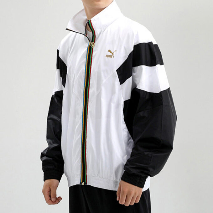 Bronzing Print Casual Sportsjakke Hvit