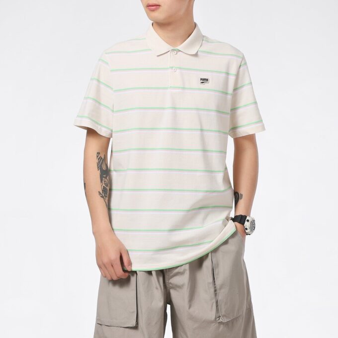 Downtown Stripe Polo T-skjorte «Beige»