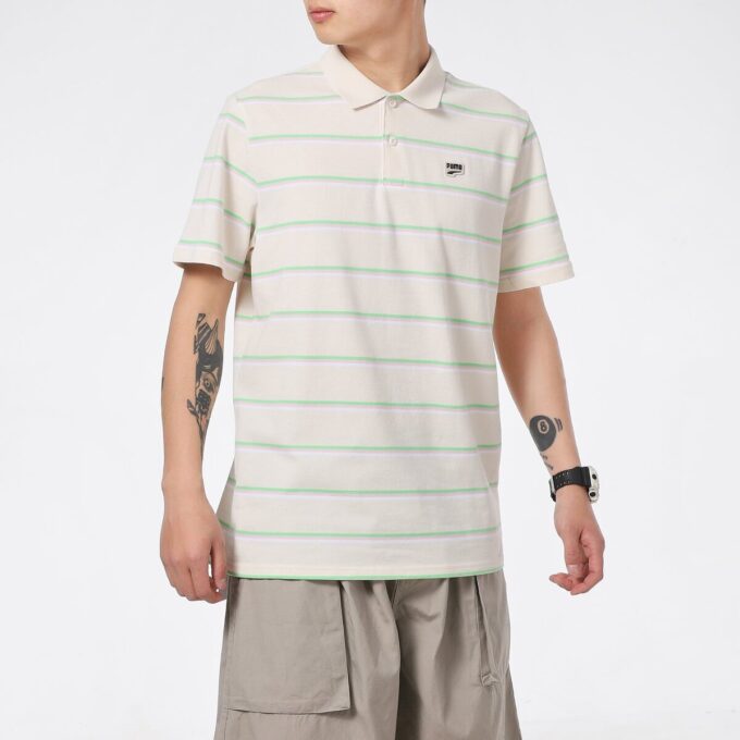 Downtown Stripe Polo T-skjorte «Beige»