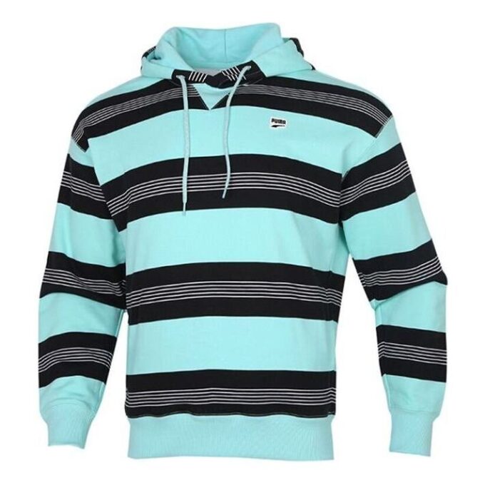 Downtown Striped Hoodie &laquo;Blå Hvit Svart&raquo;