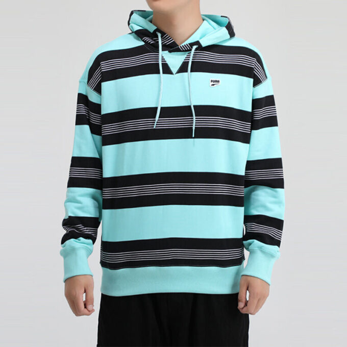 Downtown Striped Hoodie &laquo;Blå Hvit Svart&raquo;