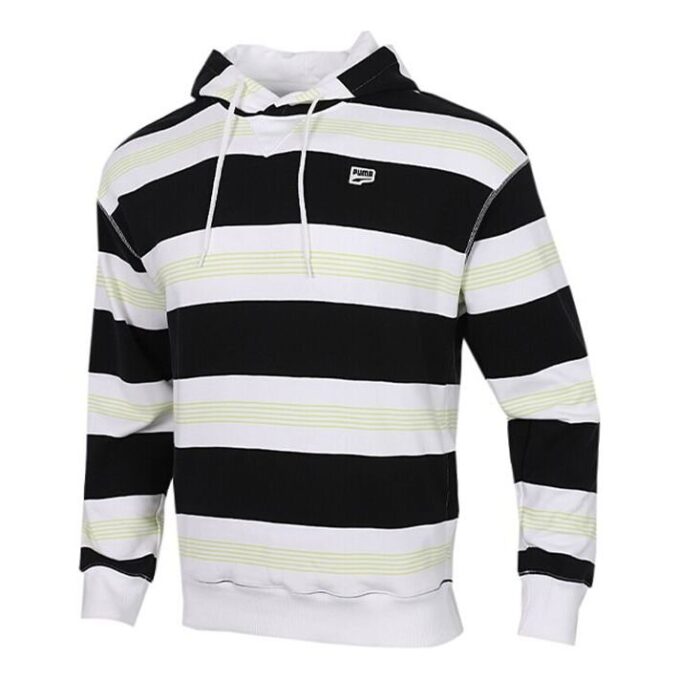 Downtown Striped Hoodie &laquo;Svart Hvit Grønn&raquo;