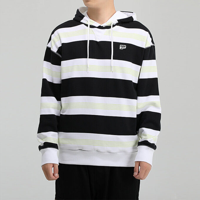 Downtown Striped Hoodie &laquo;Svart Hvit Grønn&raquo;