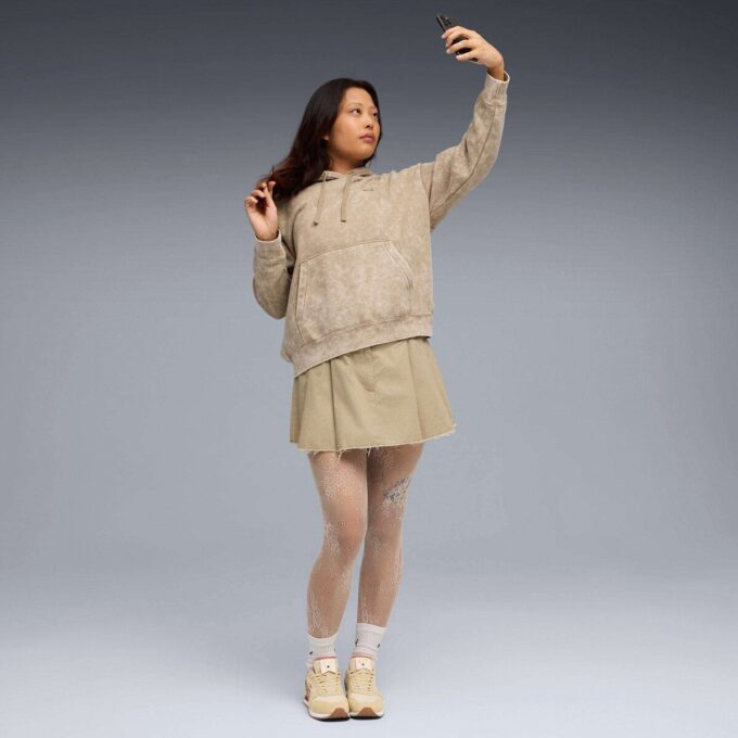 Elevated Essentials Acid Wash Dame Fleece Hettegenser