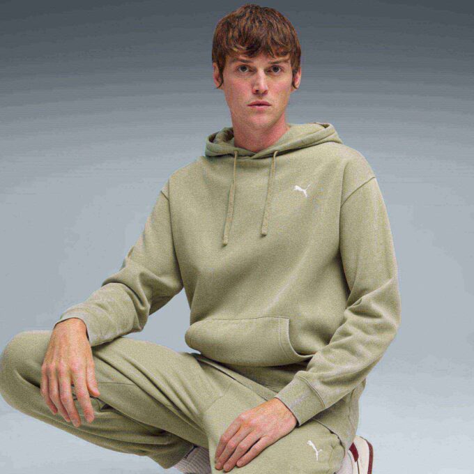 Elevated Essentials Acid Wash Menn Fleece Hettegenser