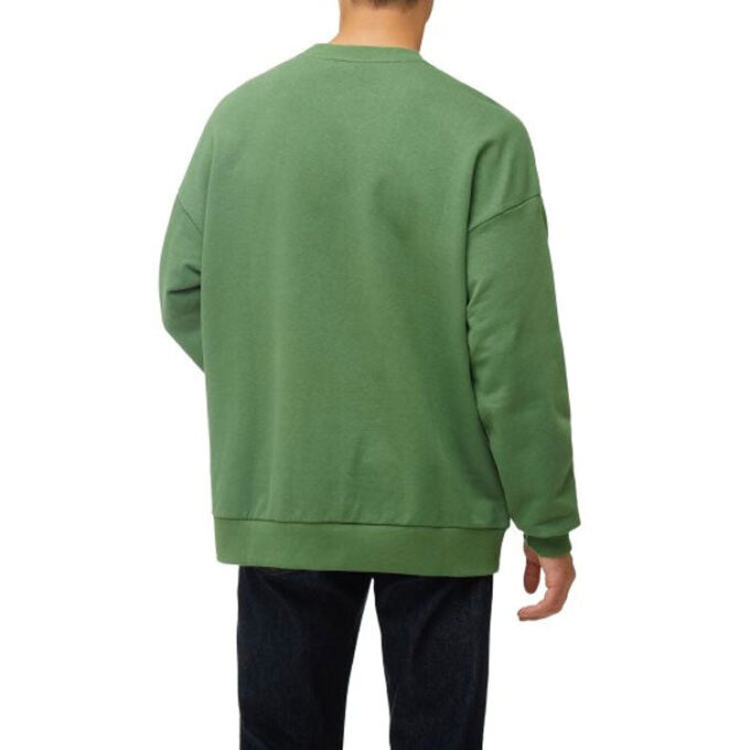 Ensfarget logo rund hals genser med lange ermer unisex grønn