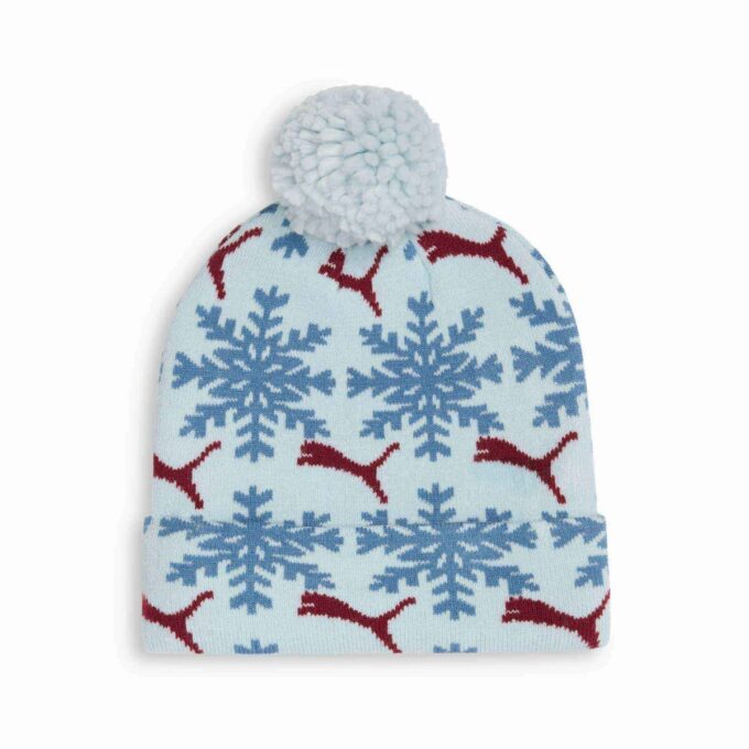 Fair Isle vinterlue med pompon-pom-motiv og snøfnugg