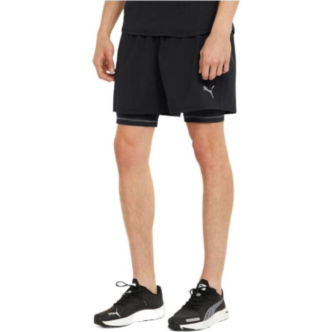 Grafisk 2-i-1 5 Løpeshorts «Svart»