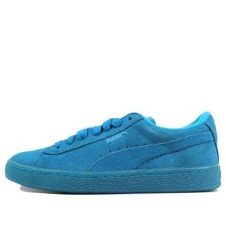 (GS) Semsket skinn i isfarget fluorescerende farge «Atomic Blue»