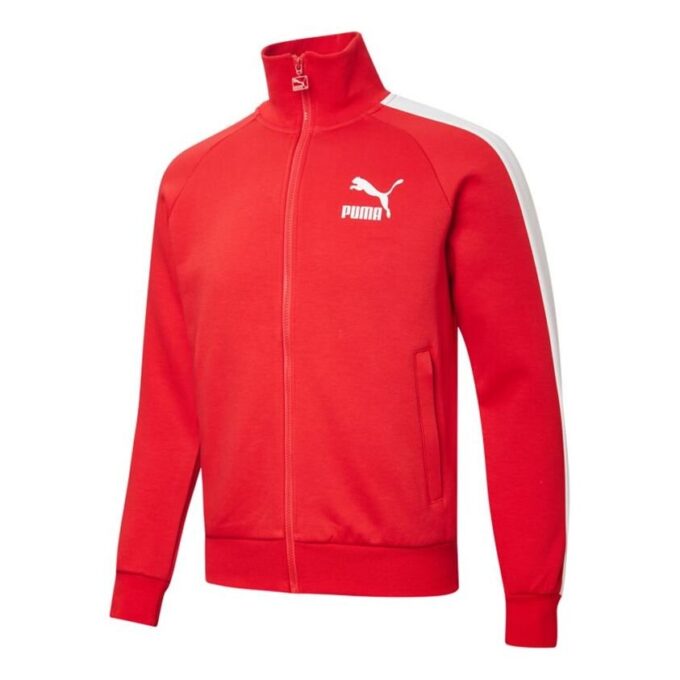 Herre PUMA Logo Mønster Glidelås Strikkejakke Rød
