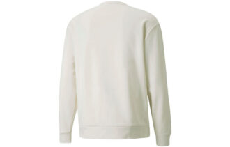Herre PUMA Winterized Crew Logo Ensfarget Fleeceforet Sportsstrikk Rund Hals Genser Hvit