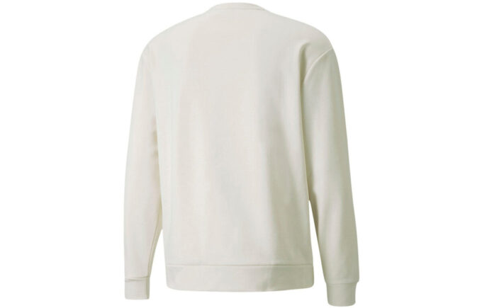 Herre PUMA Winterized Crew Logo Ensfarget Fleeceforet Sportsstrikk Rund Hals Genser Hvit