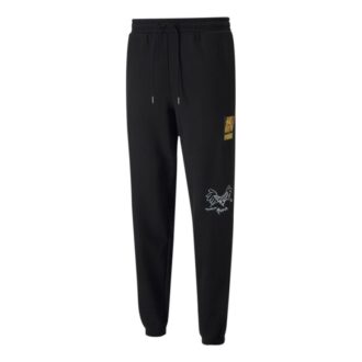 Herre PUMA x BRITTO Crossover Casual Pustende Sportsstrikk Langbukser Svart