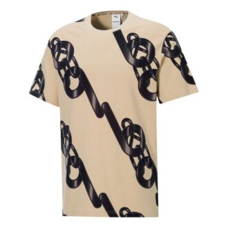 Herre PUMA x PRONOUNCE Unisex Graphic T-skjorte med crossover-kjedetrykk Athleisure Casual Sports Kortermet Khaki