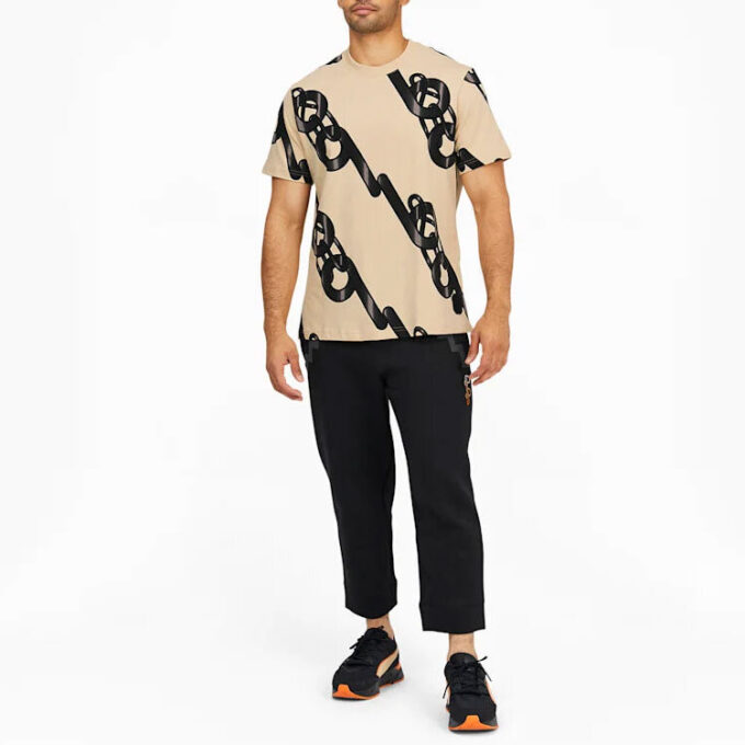 Herre PUMA x PRONOUNCE Unisex Graphic T-skjorte med crossover-kjedetrykk Athleisure Casual Sports Kortermet Khaki
