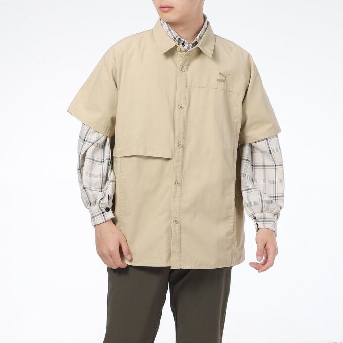 Klassisk oversized kortermet poloskjorte &laquo;Beige&raquo;