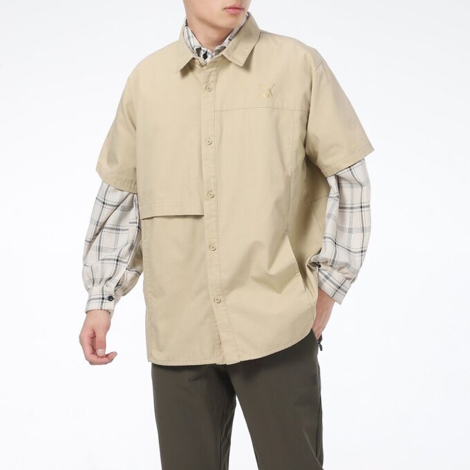 Klassisk oversized kortermet poloskjorte &laquo;Beige&raquo;
