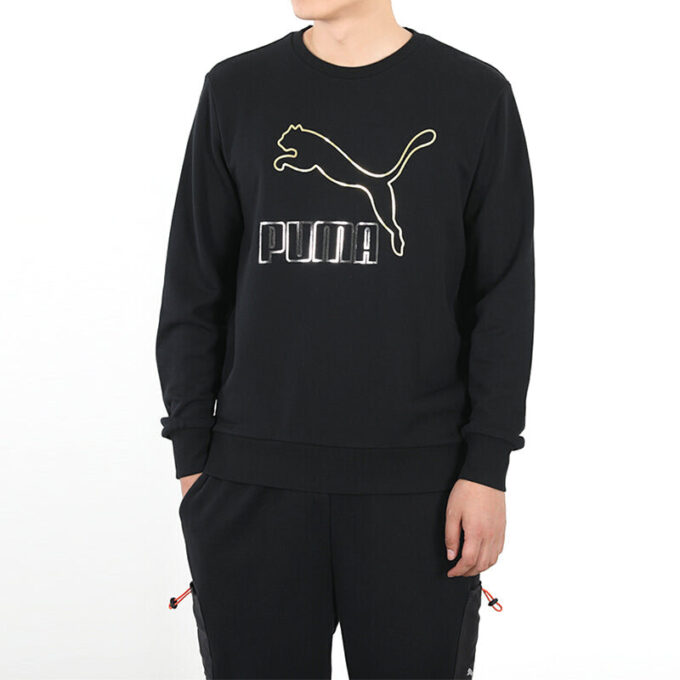 Klassisk Printed Pullover Fleece Herre Svart/Gull