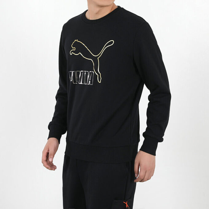 Klassisk Printed Pullover Fleece Herre Svart/Gull