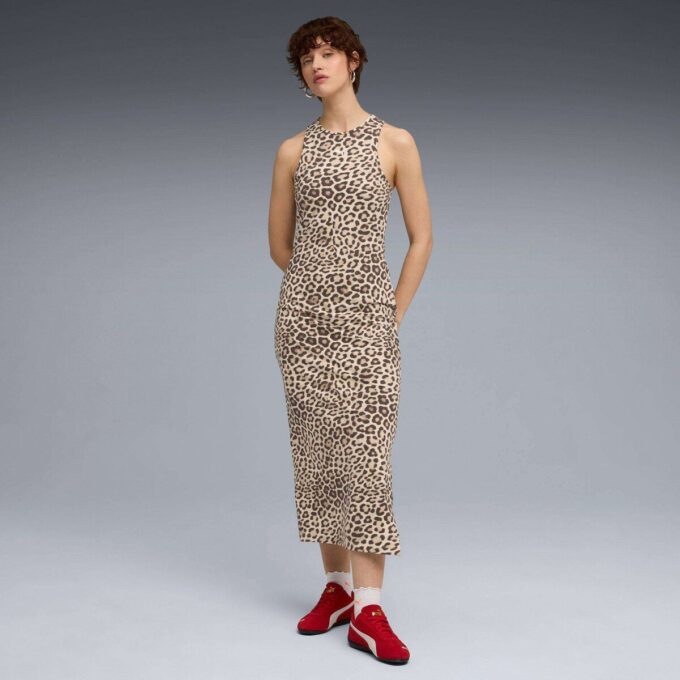 Leopard Luxe Slim Dress med Dyreprint til Damer