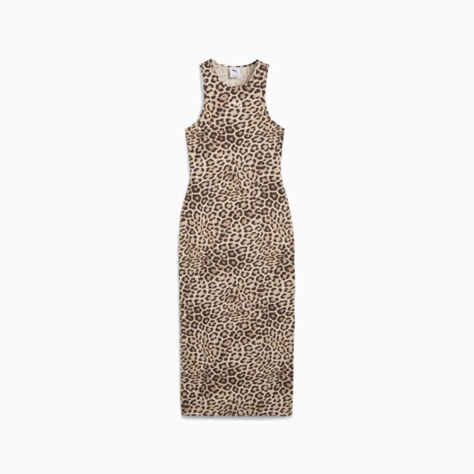 Leopard Luxe Slim Dress med Dyreprint til Damer