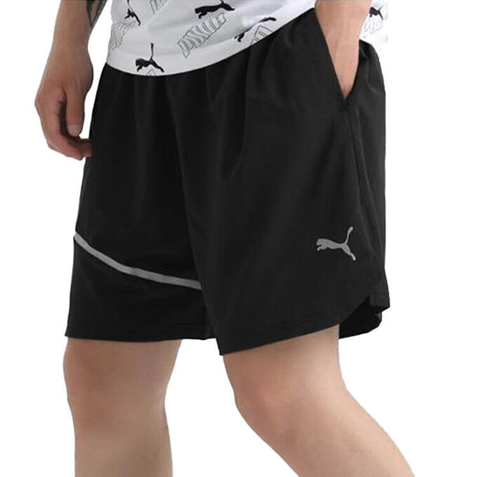 Lett vevd 7″ løpeshorts &laquo;Svart&raquo;