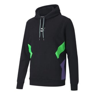 Logo Printed Genser med hette i fleece Herre Svart