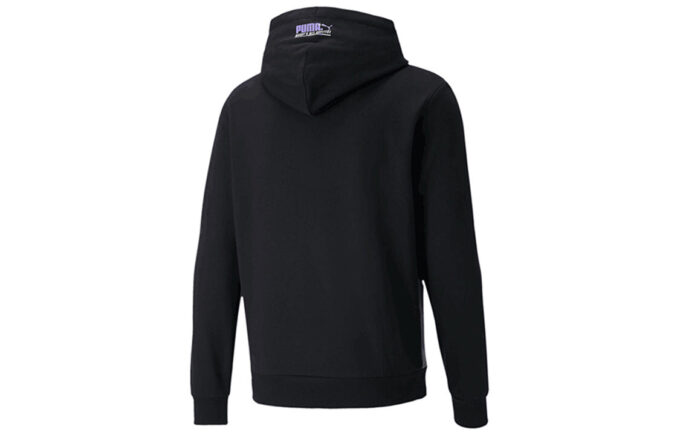 Logo Printed Genser med hette i fleece Herre Svart