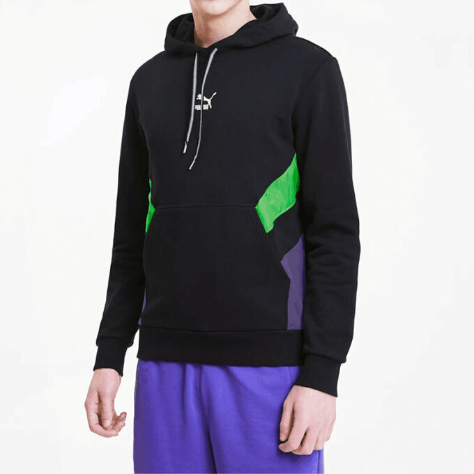 Logo Printed Genser med hette i fleece Herre Svart