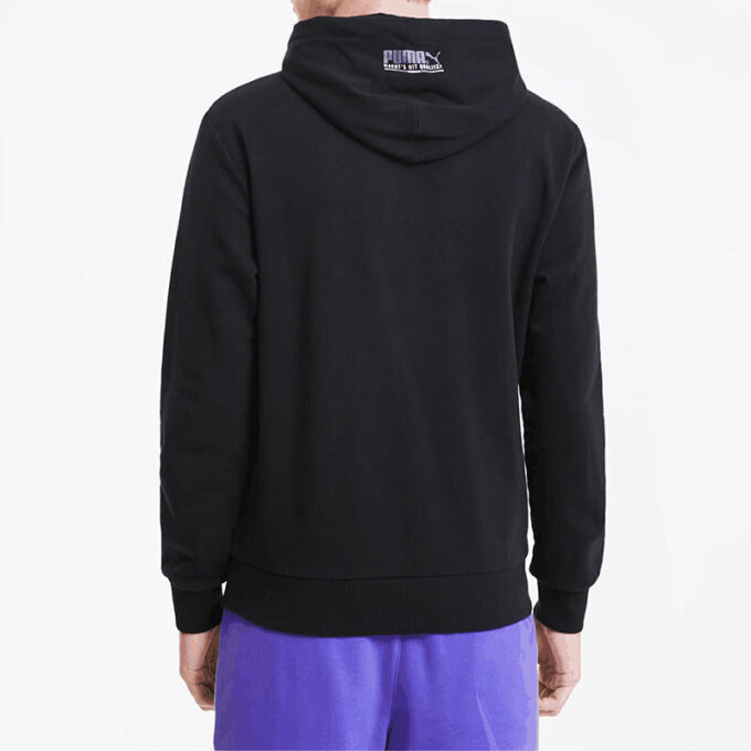Logo Printed Genser med hette i fleece Herre Svart