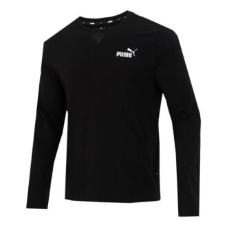 Logotrykk Trening Sport Pustende Rund Hals Langermet T-skjorte Herre Svart