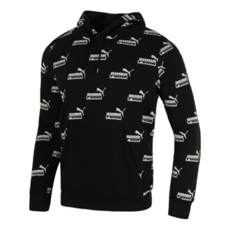 Logotrykket casual sportsgenser med hette, herre, svart