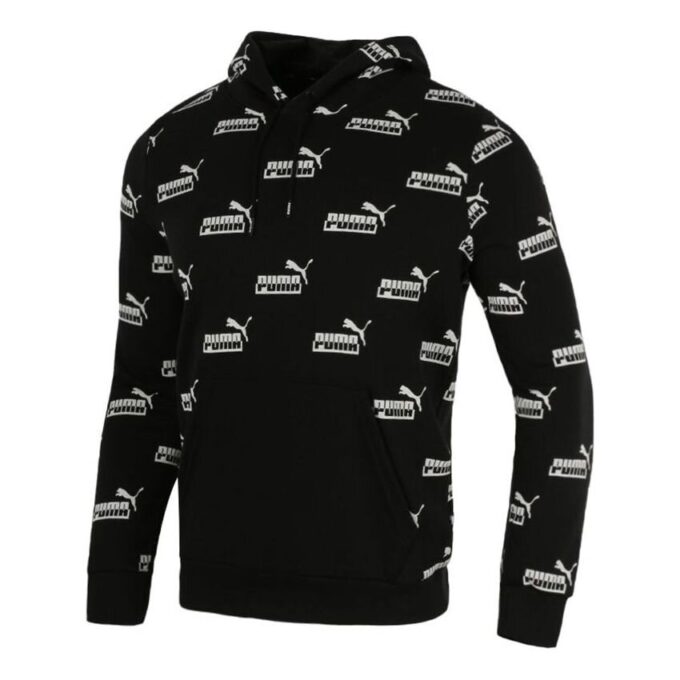 Logotrykket casual sportsgenser med hette, herre, svart