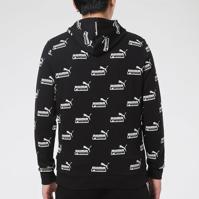 Logotrykket casual sportsgenser med hette, herre, svart