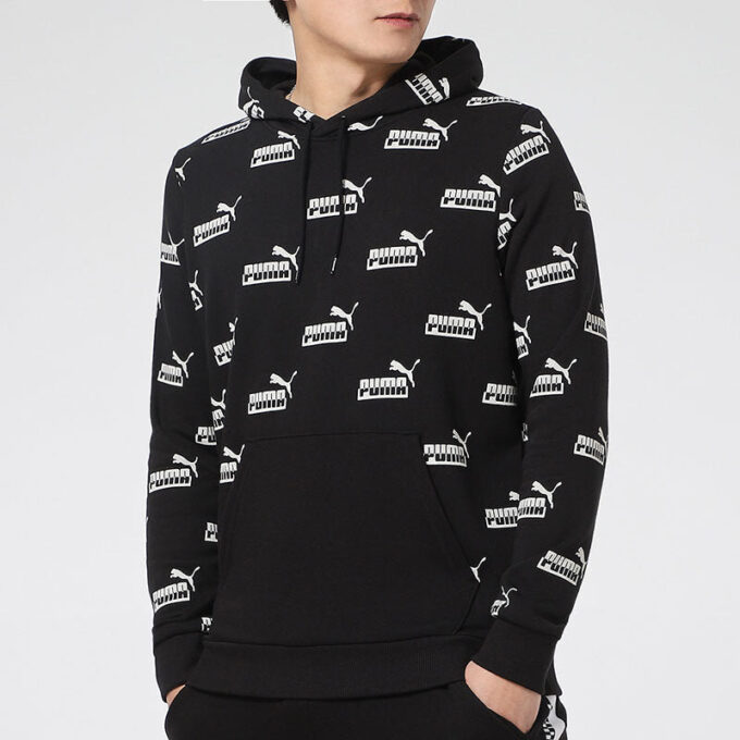 Logotrykket casual sportsgenser med hette, herre, svart