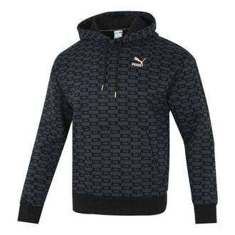 Luxe Aop Full Print Logo Strikkegenser Svart