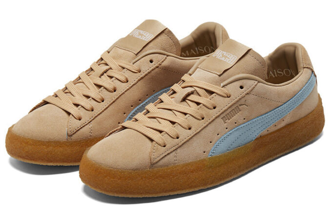 Maison Kitsune x Suede Crepe «Travertin Chambray Blå»