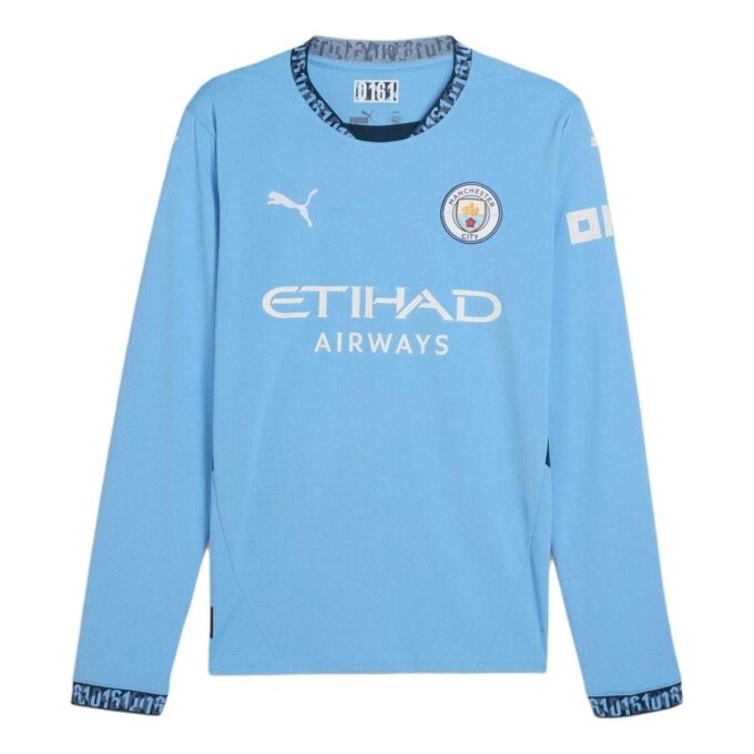 Manchester City 24/25 Hjemmedrakt med lange ermer «Blå og Hvit»