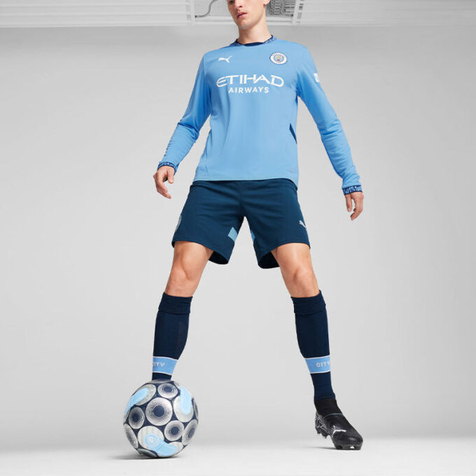 Manchester City 24/25 Hjemmedrakt med lange ermer «Blå og Hvit»