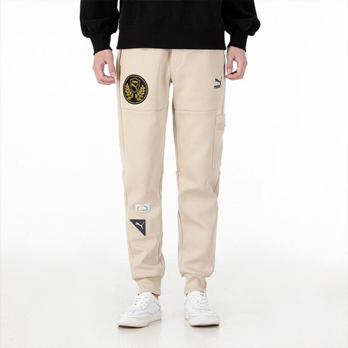 Mix Badge Strikket Joggebukse &laquo;Beige&raquo;