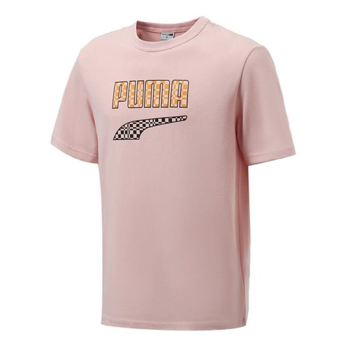 Morsom logotrykk Sport Rund hals Kortermet Rosa Rød