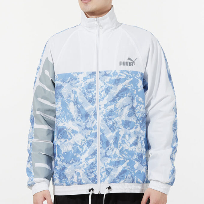 Mountain Aop Windbreaker Woven Sports Logo Jakke Hvit
