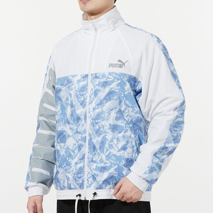 Mountain Aop Windbreaker Woven Sports Logo Jakke Hvit