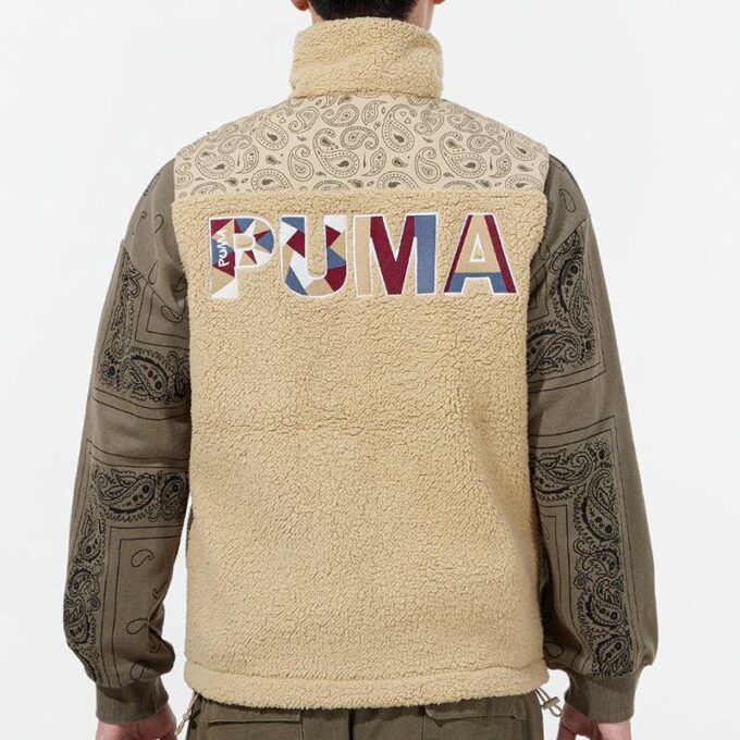Paisley-vevd sherpavest «brun»