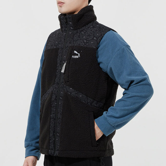 Paisley-vevd sherpavest &laquo;Svart&raquo;